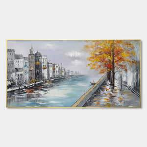 Ready to Ship ｜PARISIAN AUTUMN STROLL: Romantic Cityscape Oil Painting