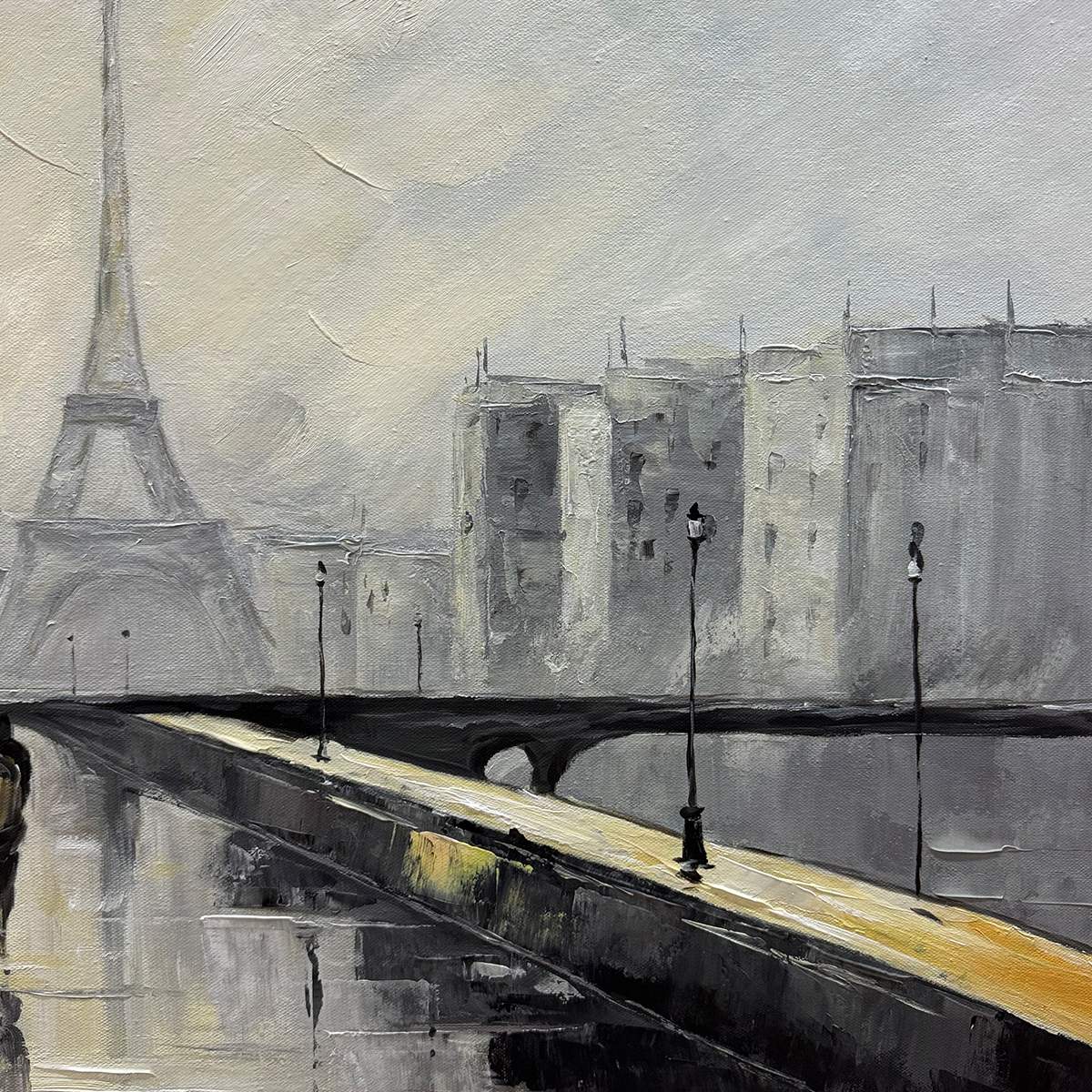 Parisian Rain: Original Textured Cityscape Oil Painting - Paris