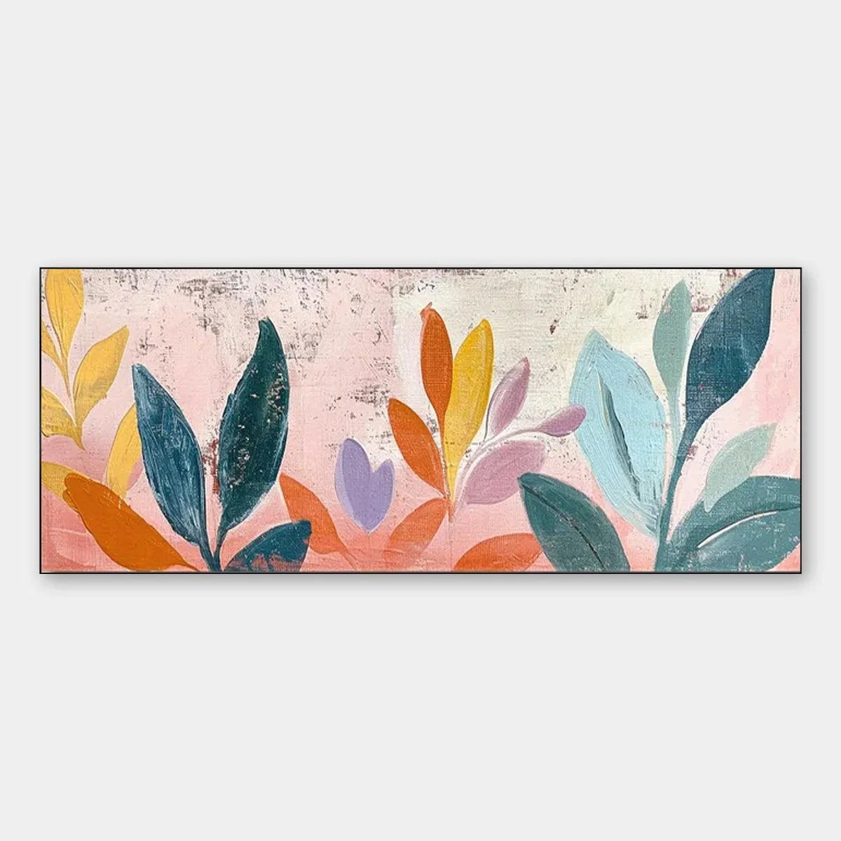 Floral Painting, Panoramic Wall Art, Pastel Decor