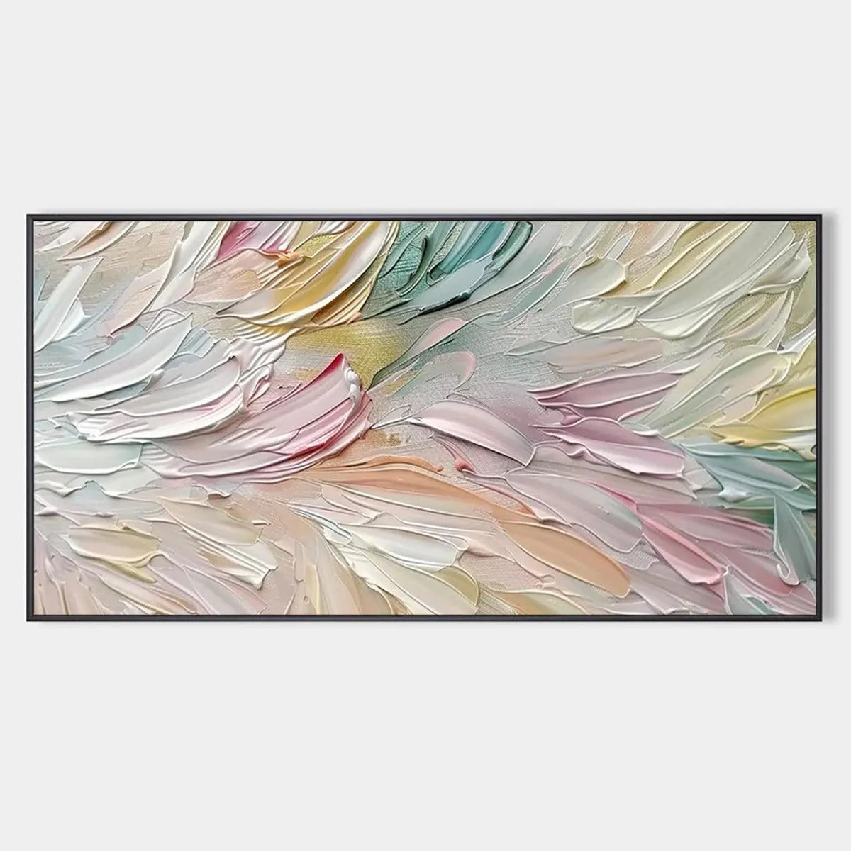 Textured Abstract Painting in Soft Hues, Horizontal Wall Art