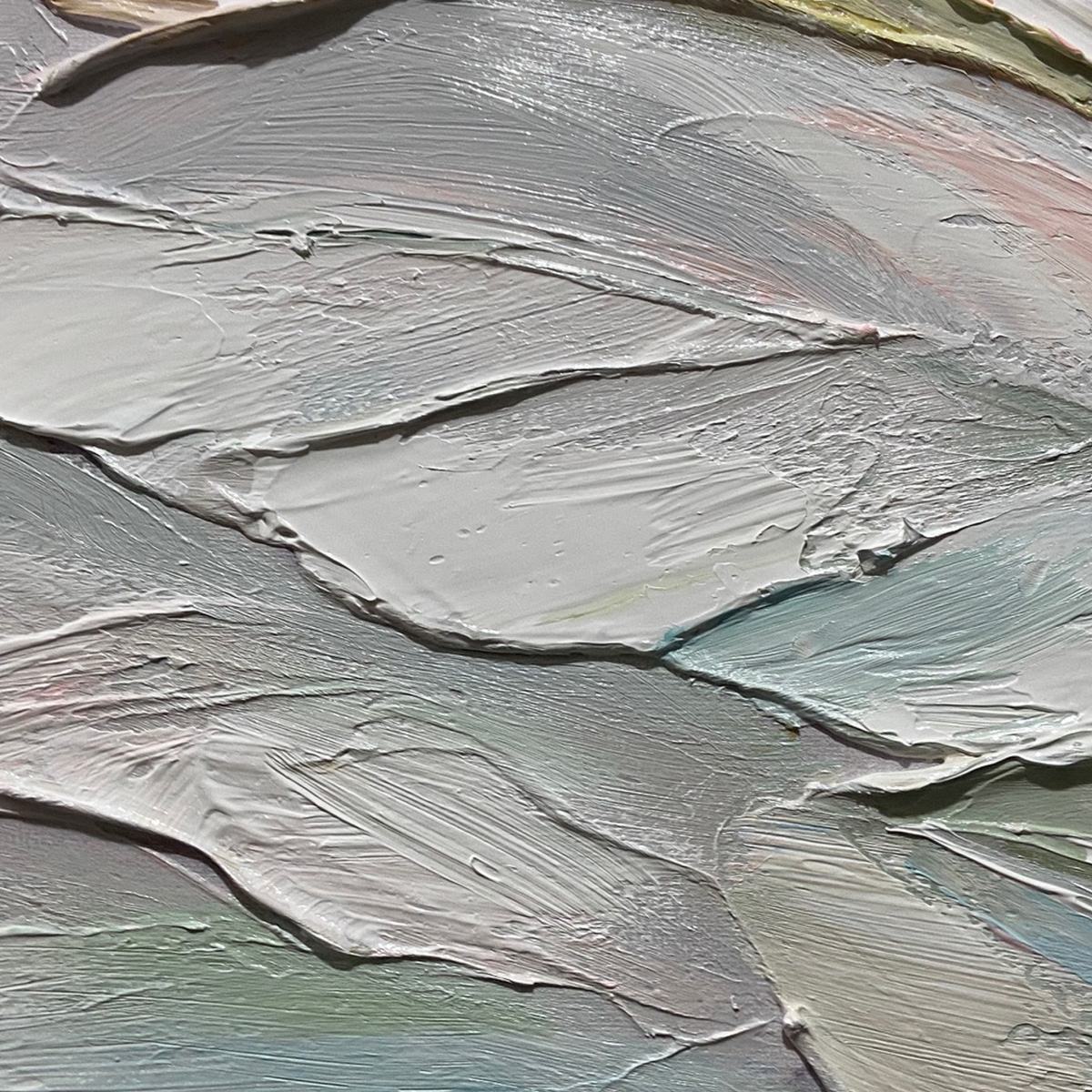 PASTEL DREAM: Square Textured Impasto Floral Painting