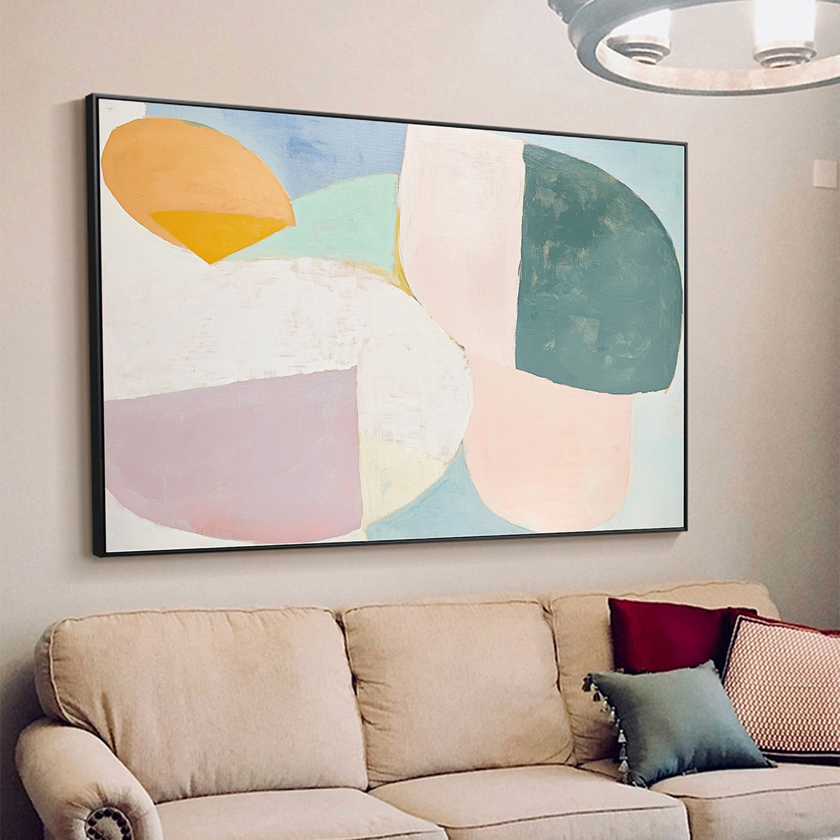 PASTEL HARMONY: Soft Abstract Color Block Oil Painting