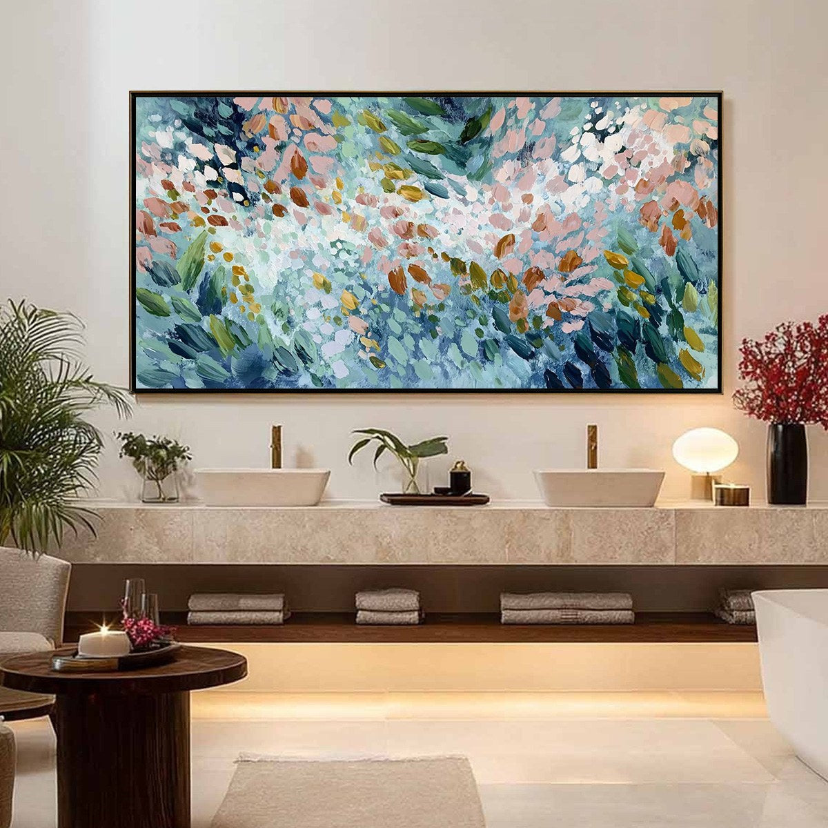 PETAL CASCADE: Colorful Abstract Floral Impasto Wall Art