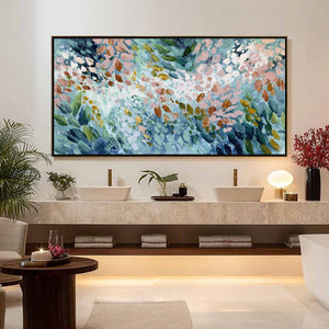 PETAL CASCADE: Colorful Abstract Floral Impasto Wall Art