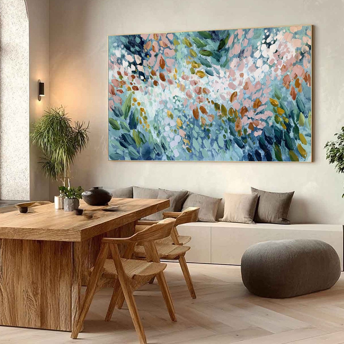 PETAL CASCADE: Colorful Abstract Floral Impasto Wall Art
