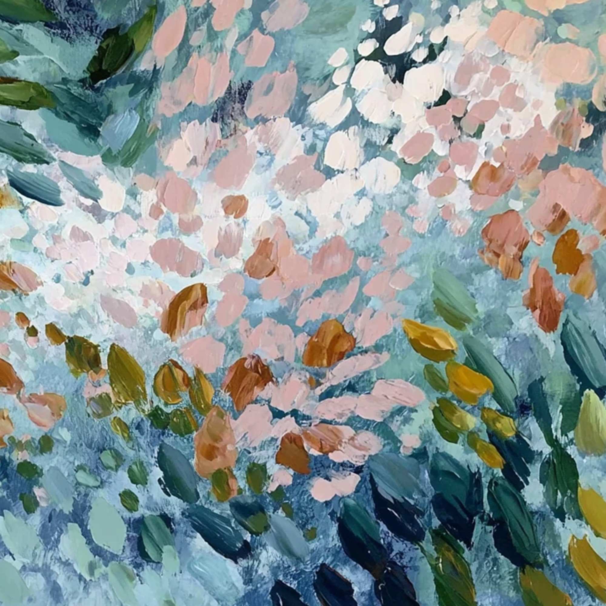 PETAL CASCADE: Colorful Abstract Floral Impasto Wall Art