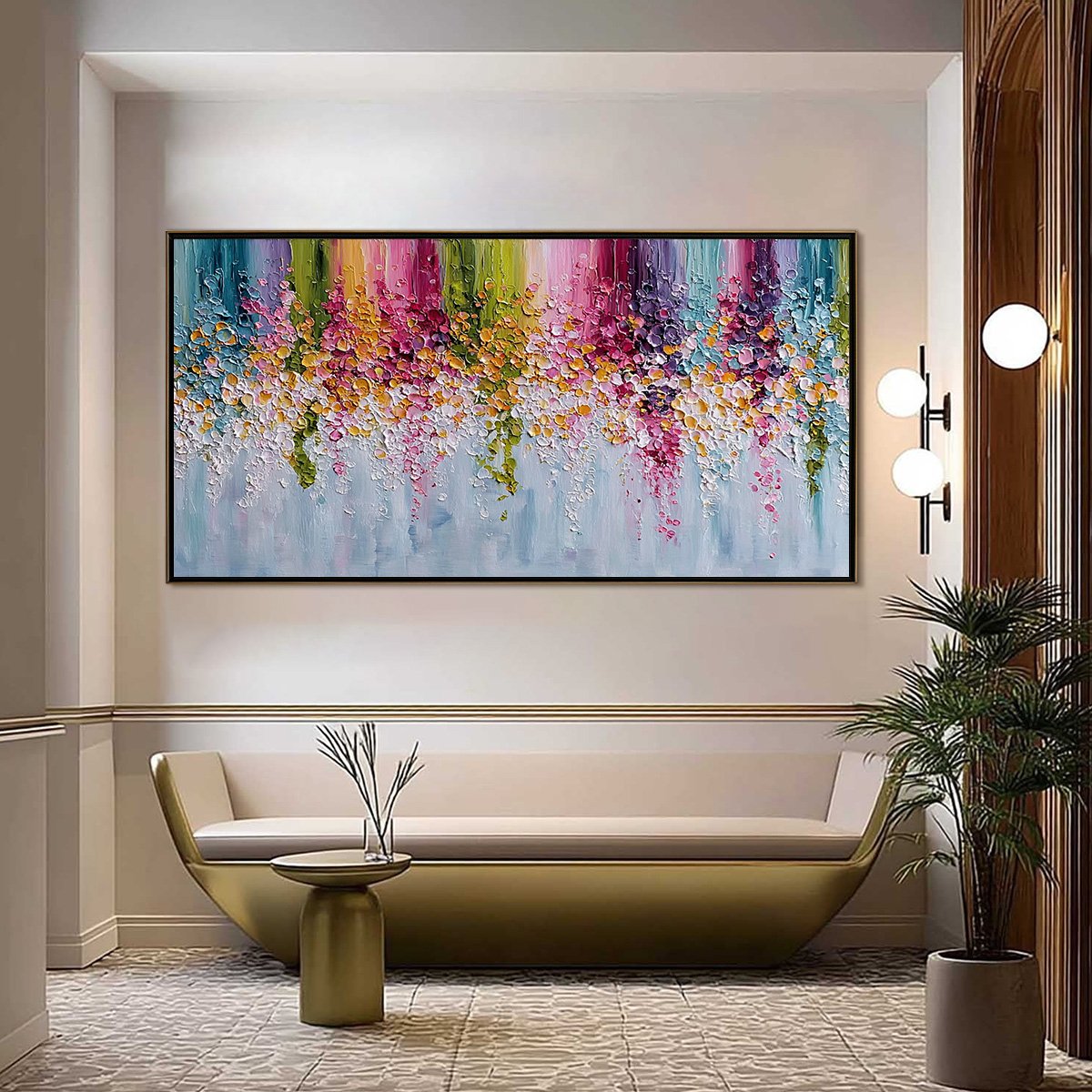 PETAL RAIN: Heavy Texture Impasto Floral Abstract Painting