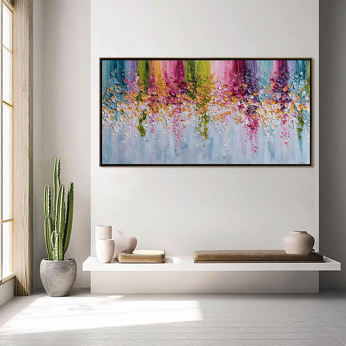 PETAL RAIN: Heavy Texture Impasto Floral Abstract Painting