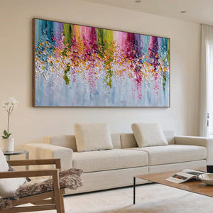 PETAL RAIN: Heavy Texture Impasto Floral Abstract Painting