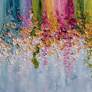 PETAL RAIN: Heavy Texture Impasto Floral Abstract Painting