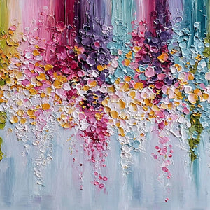 PETAL RAIN: Heavy Texture Impasto Floral Abstract Painting