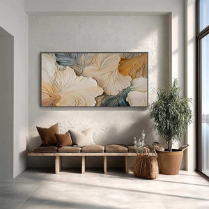 PETAL WHISPERS: Textured Wabi Sabi Abstract Leaf Painting