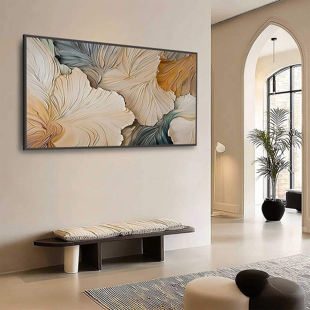 PETAL WHISPERS: Textured Wabi Sabi Abstract Leaf Painting