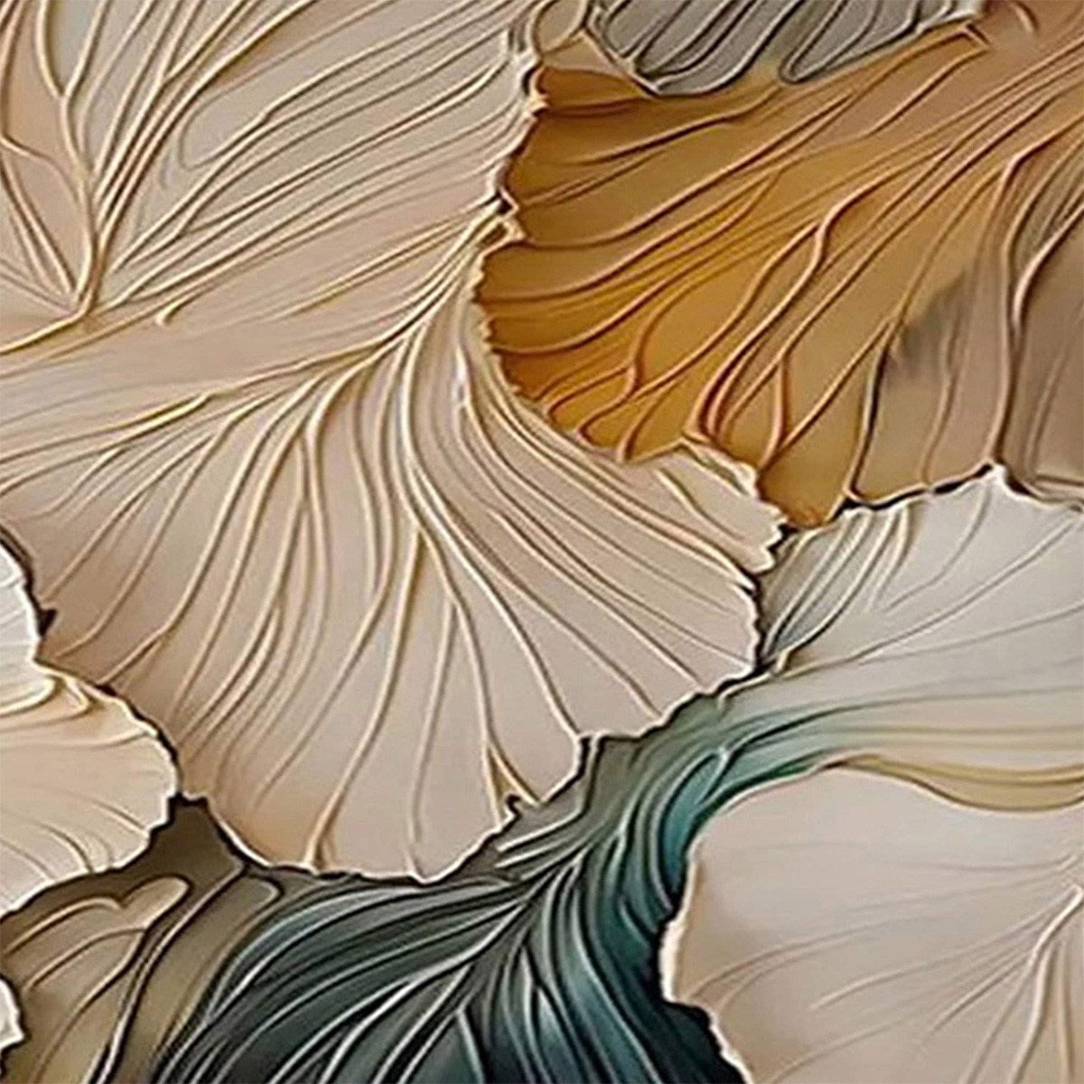 PETAL WHISPERS: Textured Wabi Sabi Abstract Leaf Painting