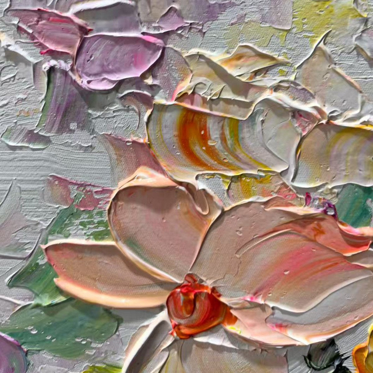 PETAL RAIN: Textured Impasto Floral Painting