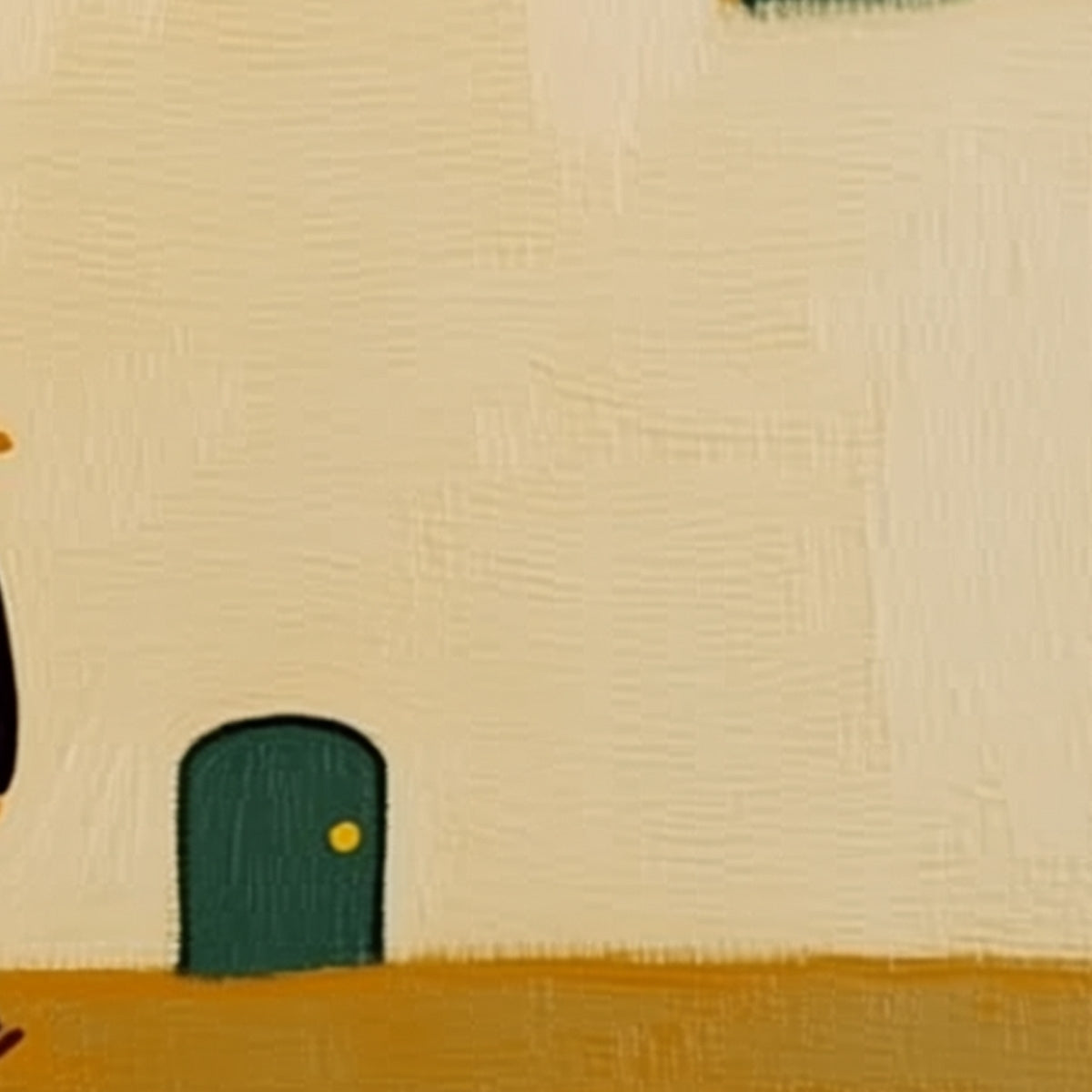 PILGRIM'S PATH: Minimalist Figurative Painting of a Spanish Village Scene