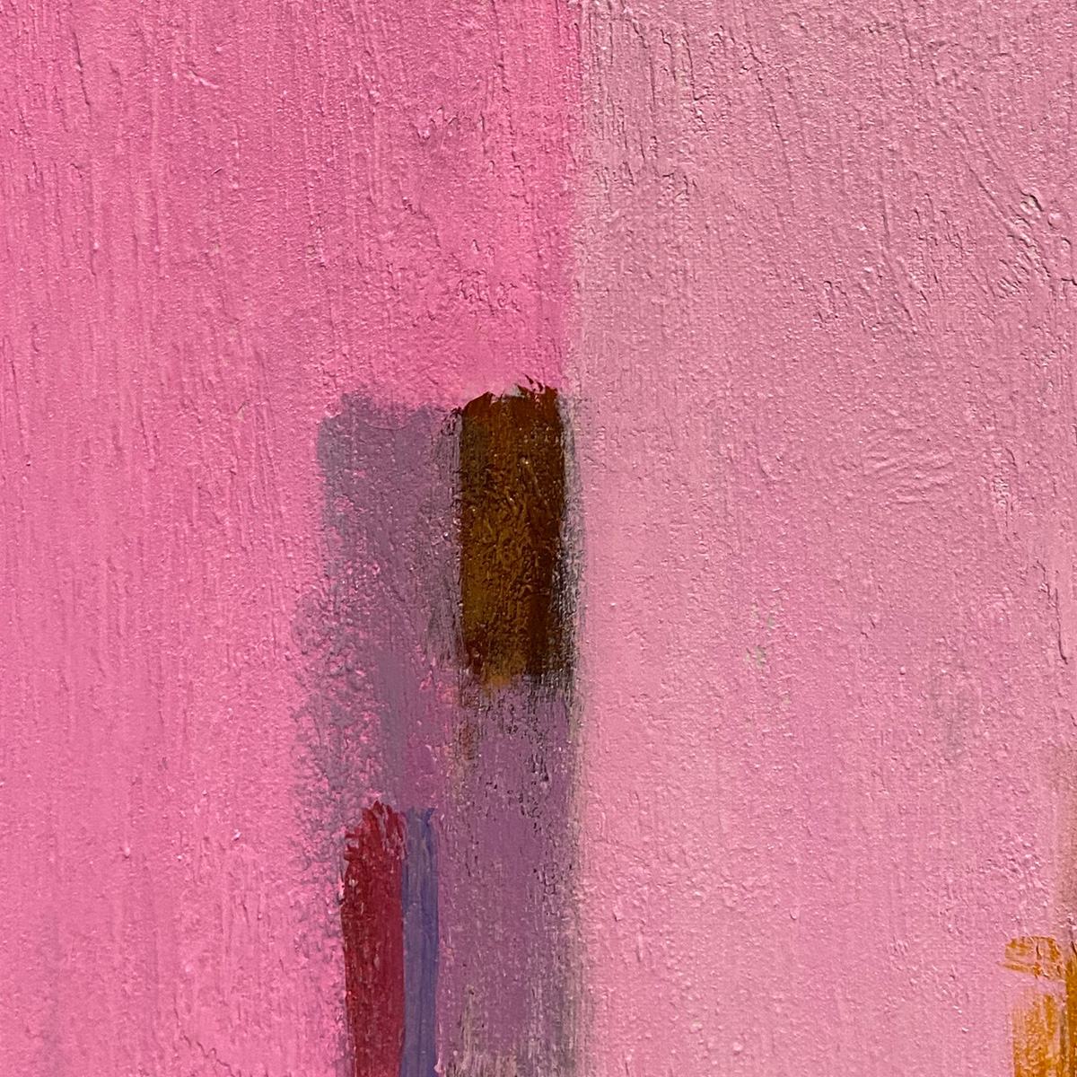 PINK CITY ABSTRACT: Colorful Abstract City Painting, Vertical Wall Art