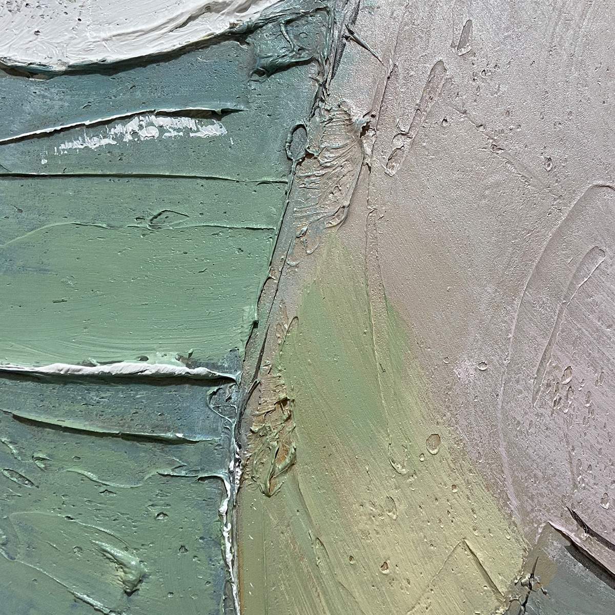 PINK WHISPERS: Textured Abstract Painting in Pink and Green