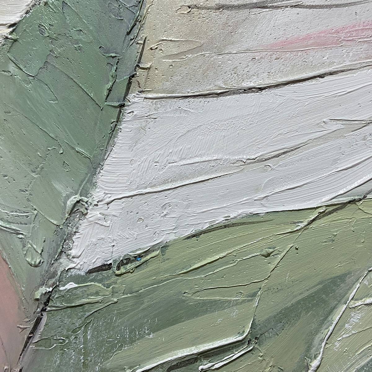 PINK WHISPERS: Textured Abstract Painting in Pink and Green