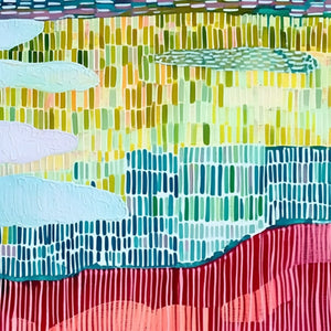 PIXELATED DAWN: Colorful Textured Abstract Landscape Wall Art