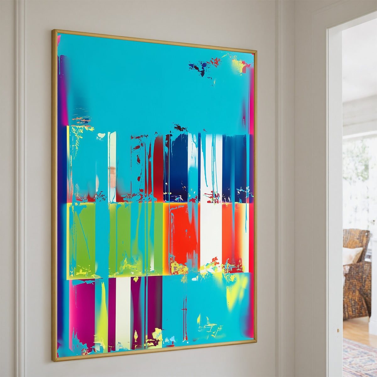 PIXELATED PARADISE: Vibrant Abstract Glitch Art Oil Painting