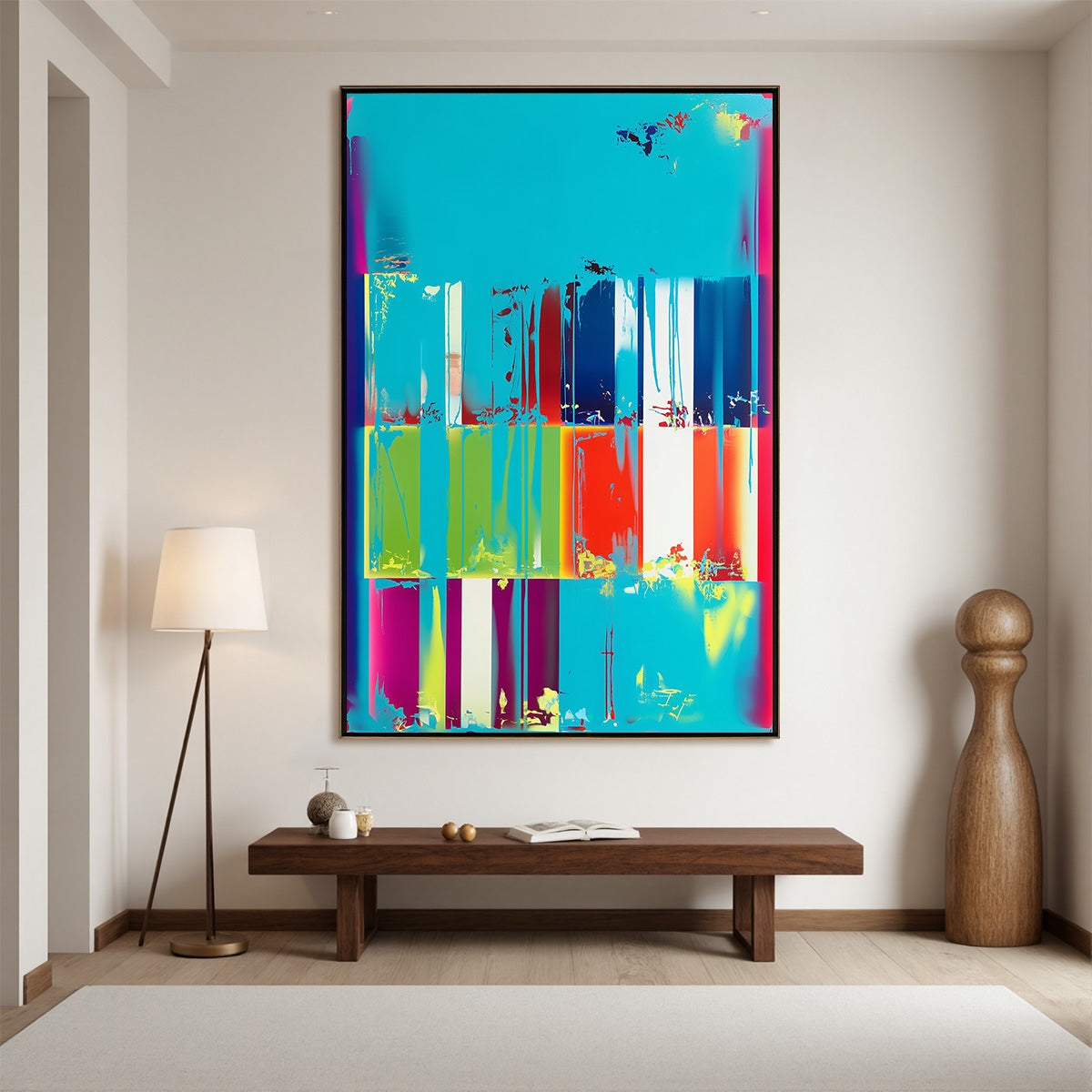 PIXELATED PARADISE: Vibrant Abstract Glitch Art Oil Painting