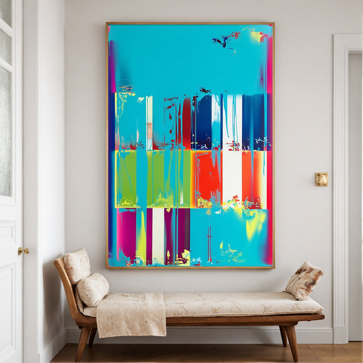 PIXELATED PARADISE: Vibrant Abstract Glitch Art Oil Painting