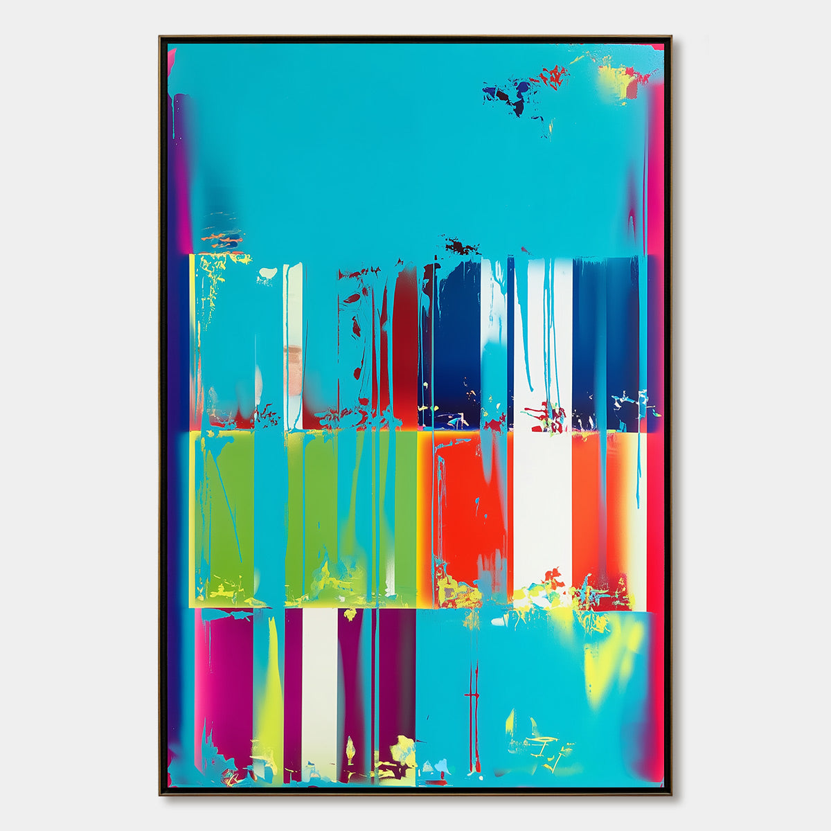 PIXELATED PARADISE Vibrant Abstract Glitch Art Oil Painting