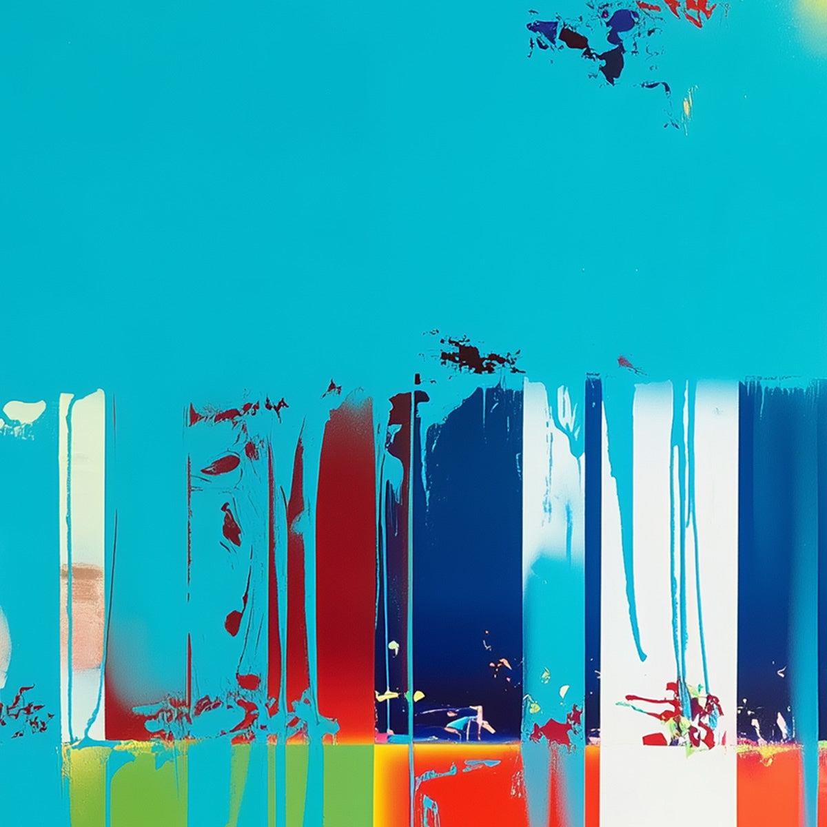 PIXELATED PARADISE: Vibrant Abstract Glitch Art Oil Painting