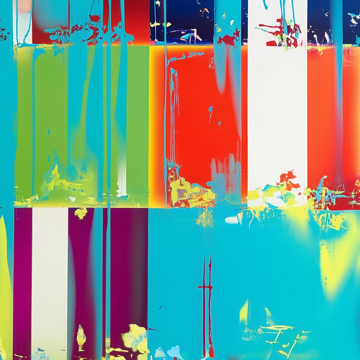 PIXELATED PARADISE: Vibrant Abstract Glitch Art Oil Painting