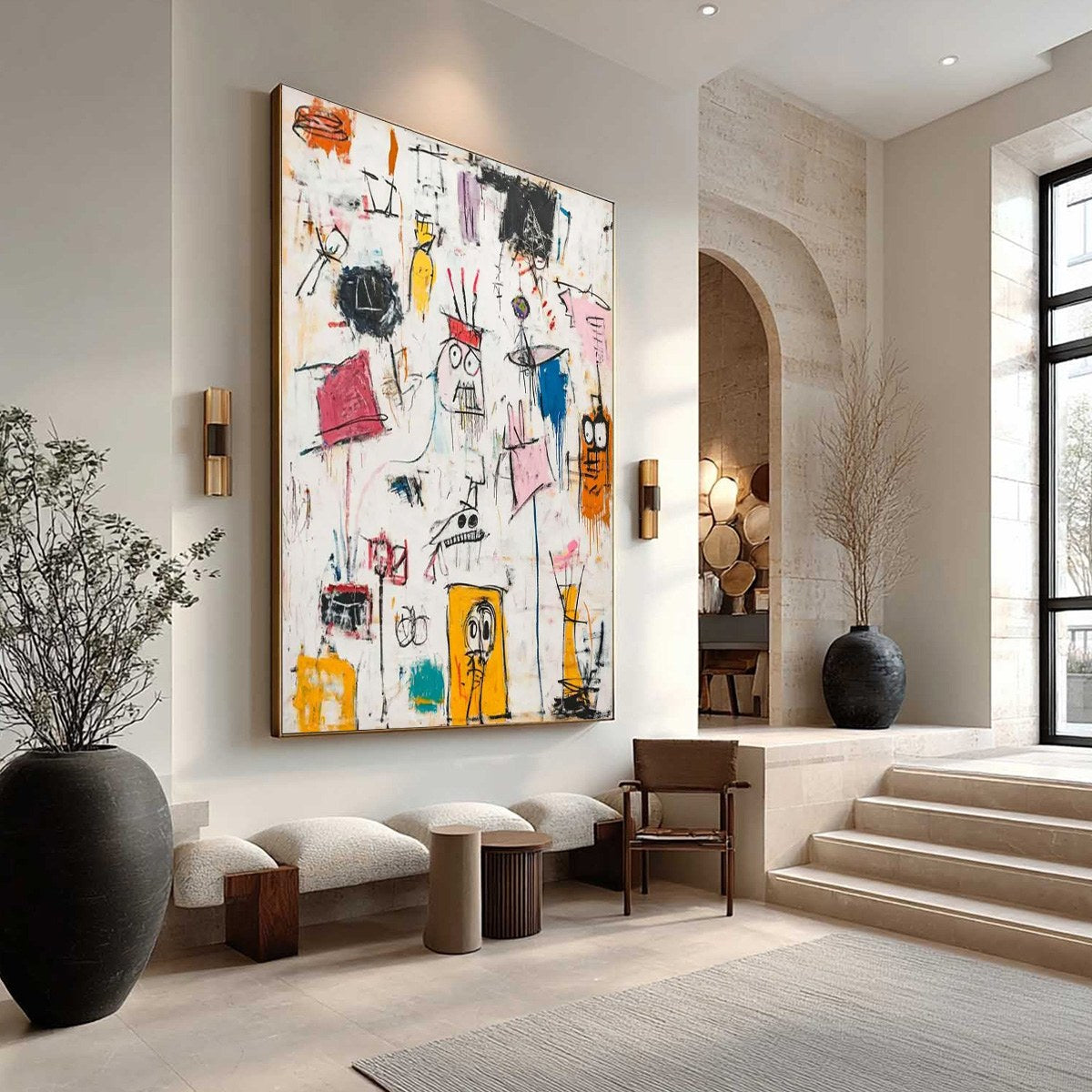 Playful Graffiti: Abstract Figurative Oil Painting