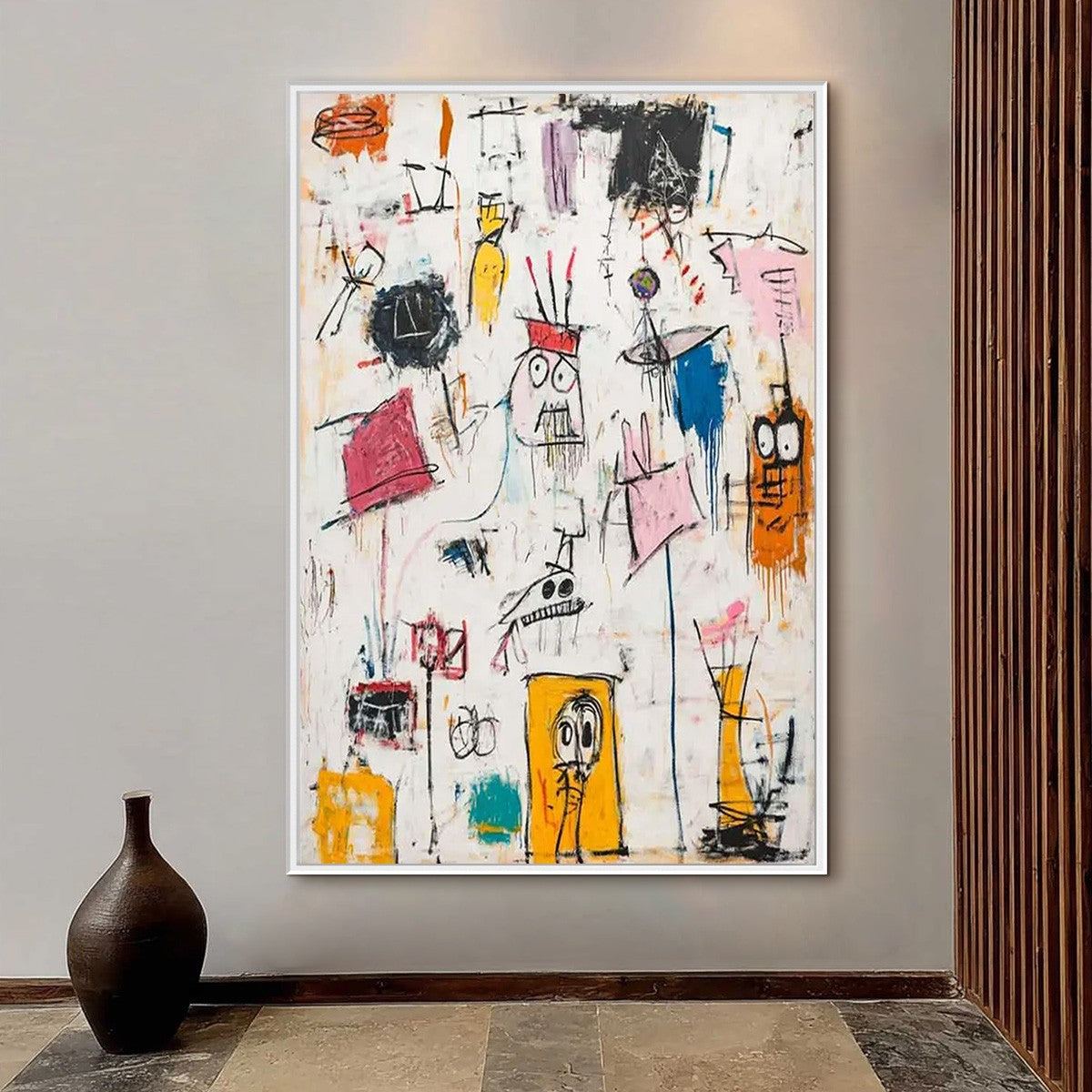 Playful Graffiti: Abstract Figurative Oil Painting