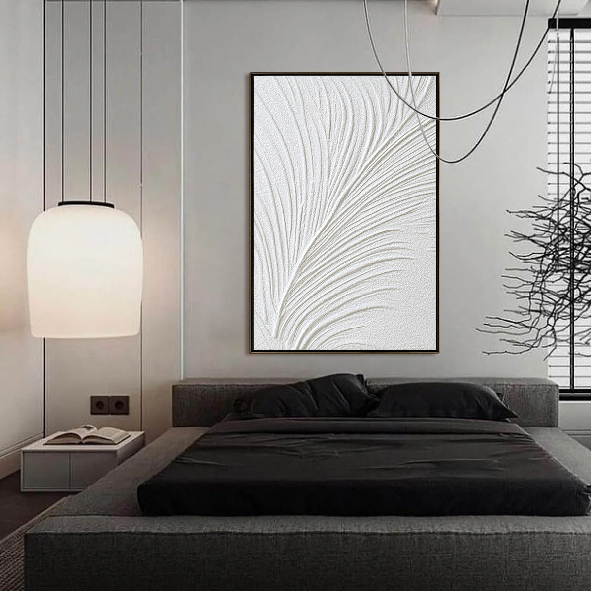 PLUME: Textured Minimalist Wabi Sabi Feather Painting