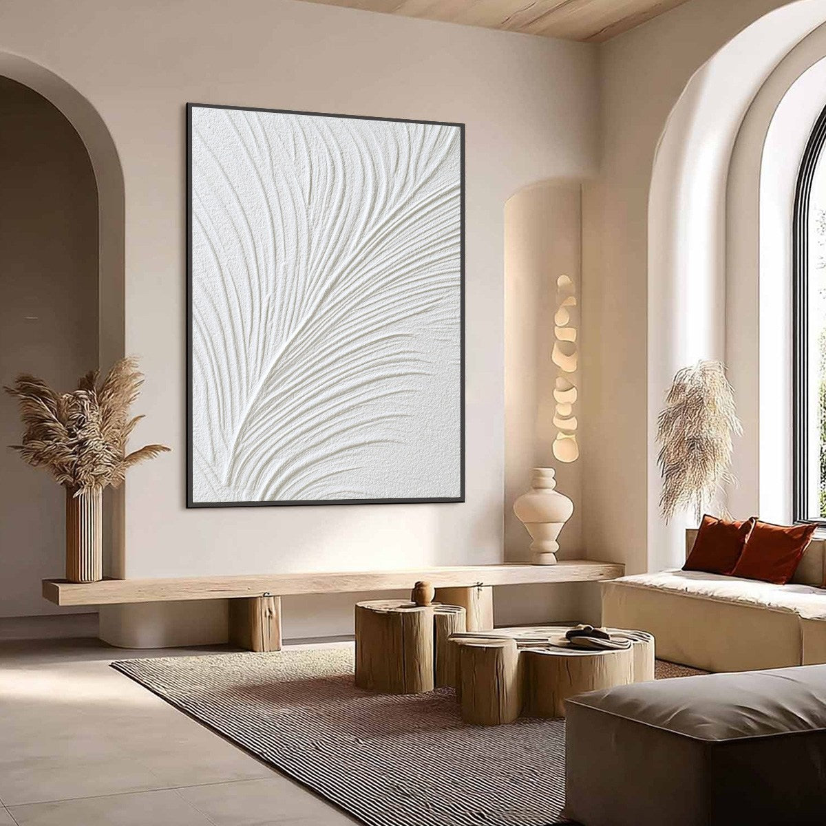 PLUME: Textured Minimalist Wabi Sabi Feather Painting