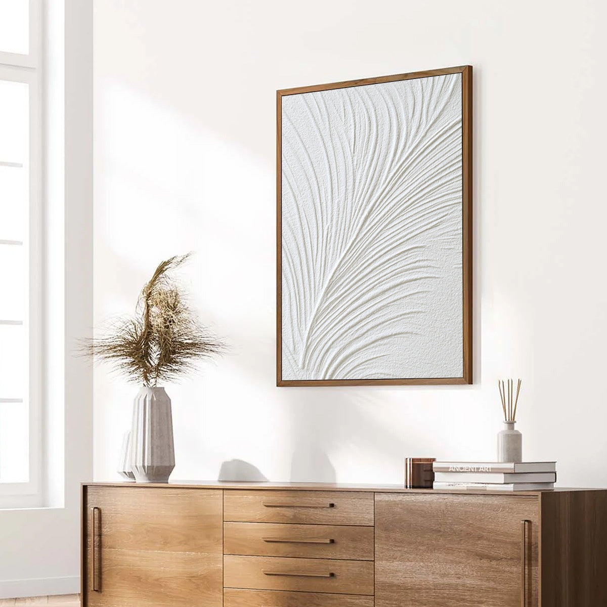 PLUME: Textured Minimalist Wabi Sabi Feather Painting