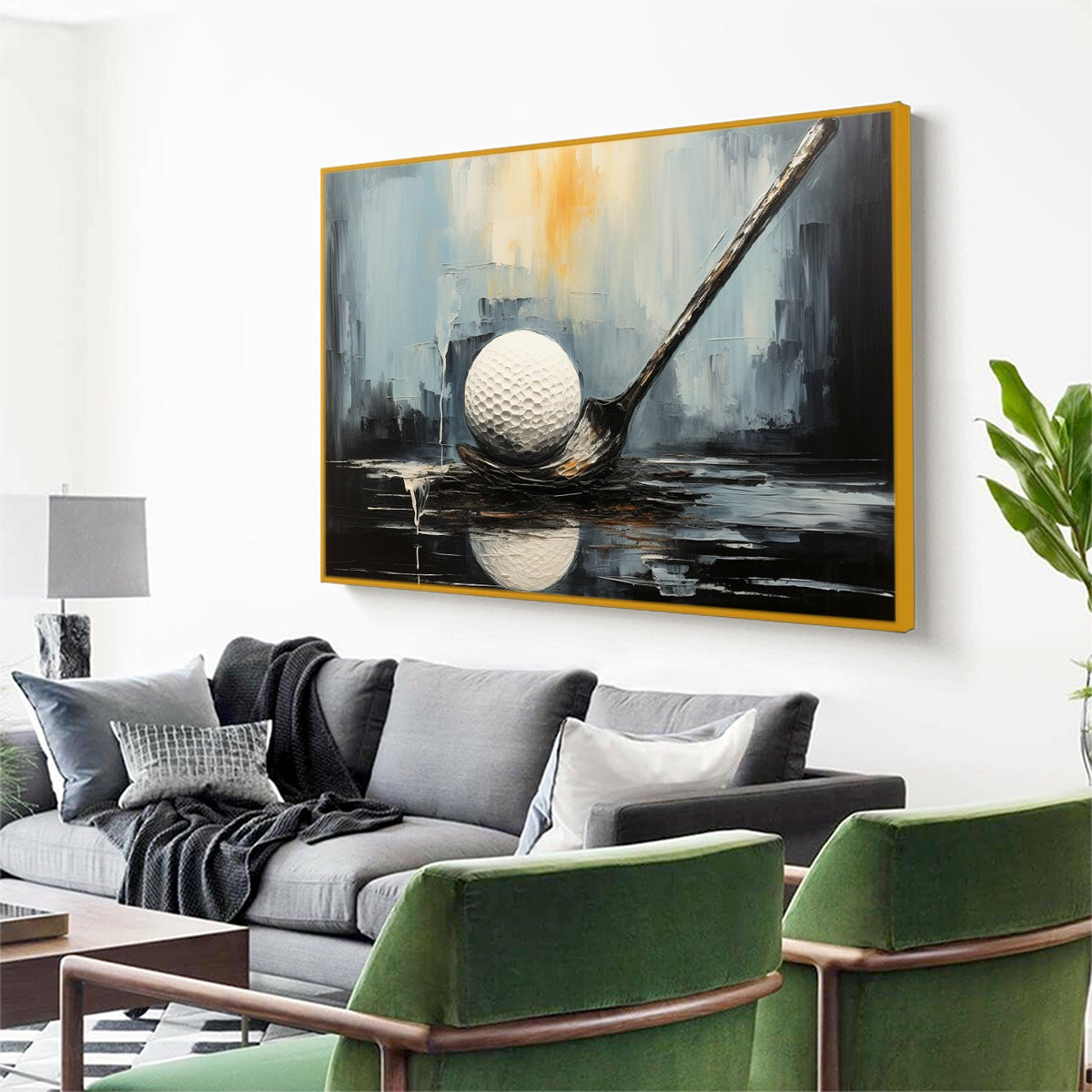 POISED: Textured Minimalist Golf Still Life Oil Painting