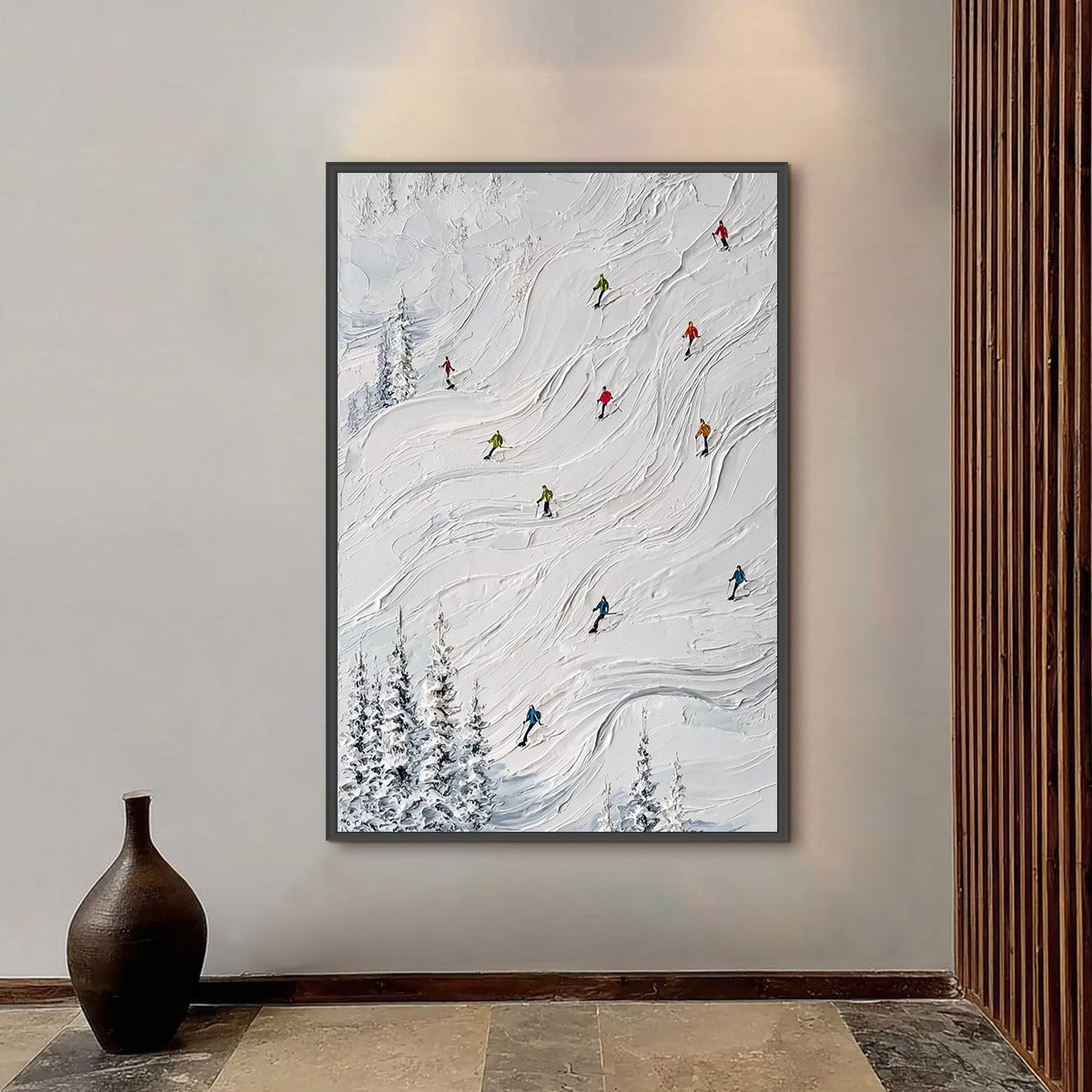 POWDER DAY: Textured Impasto Ski Slope Wall Art