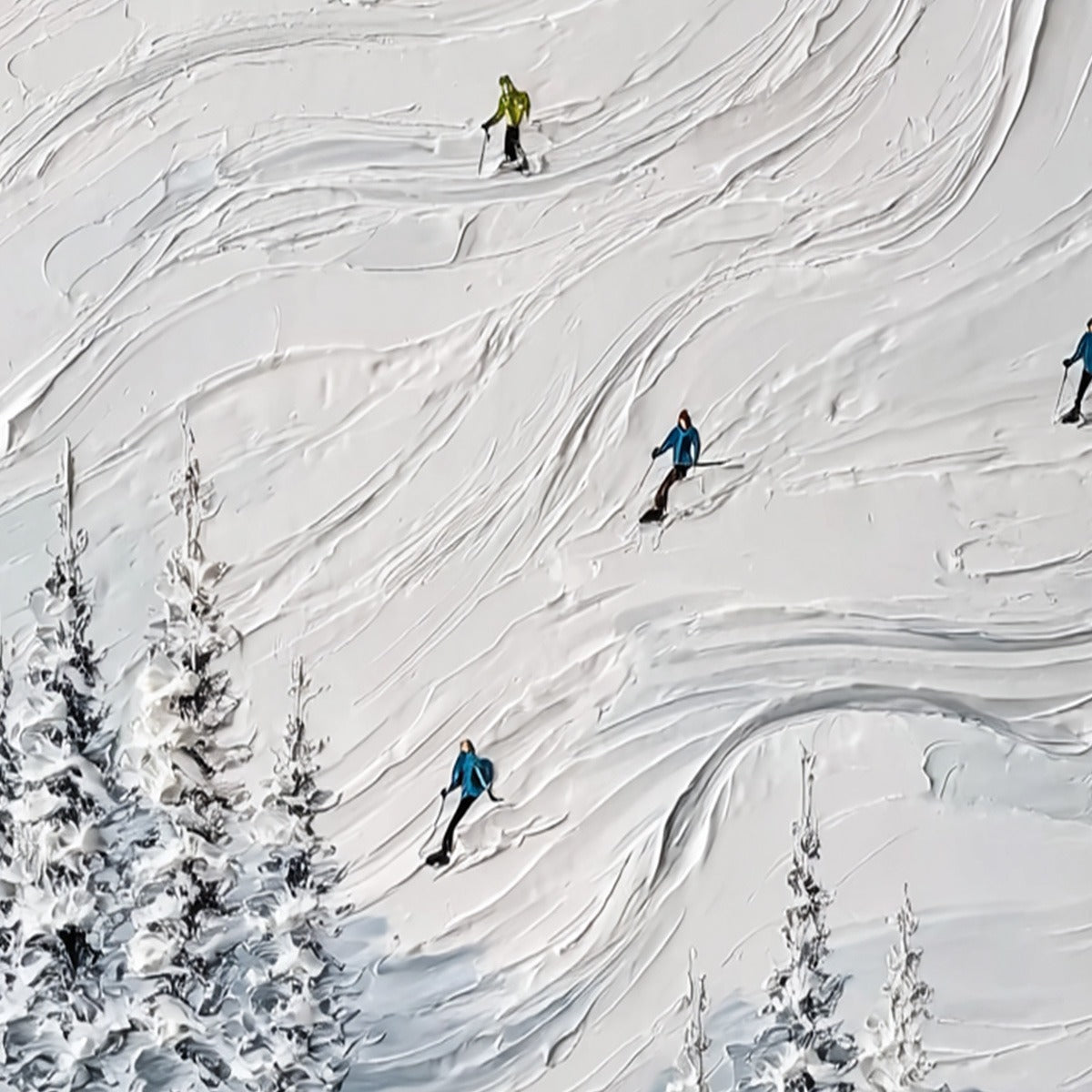 POWDER DAY: Textured Impasto Ski Slope Wall Art