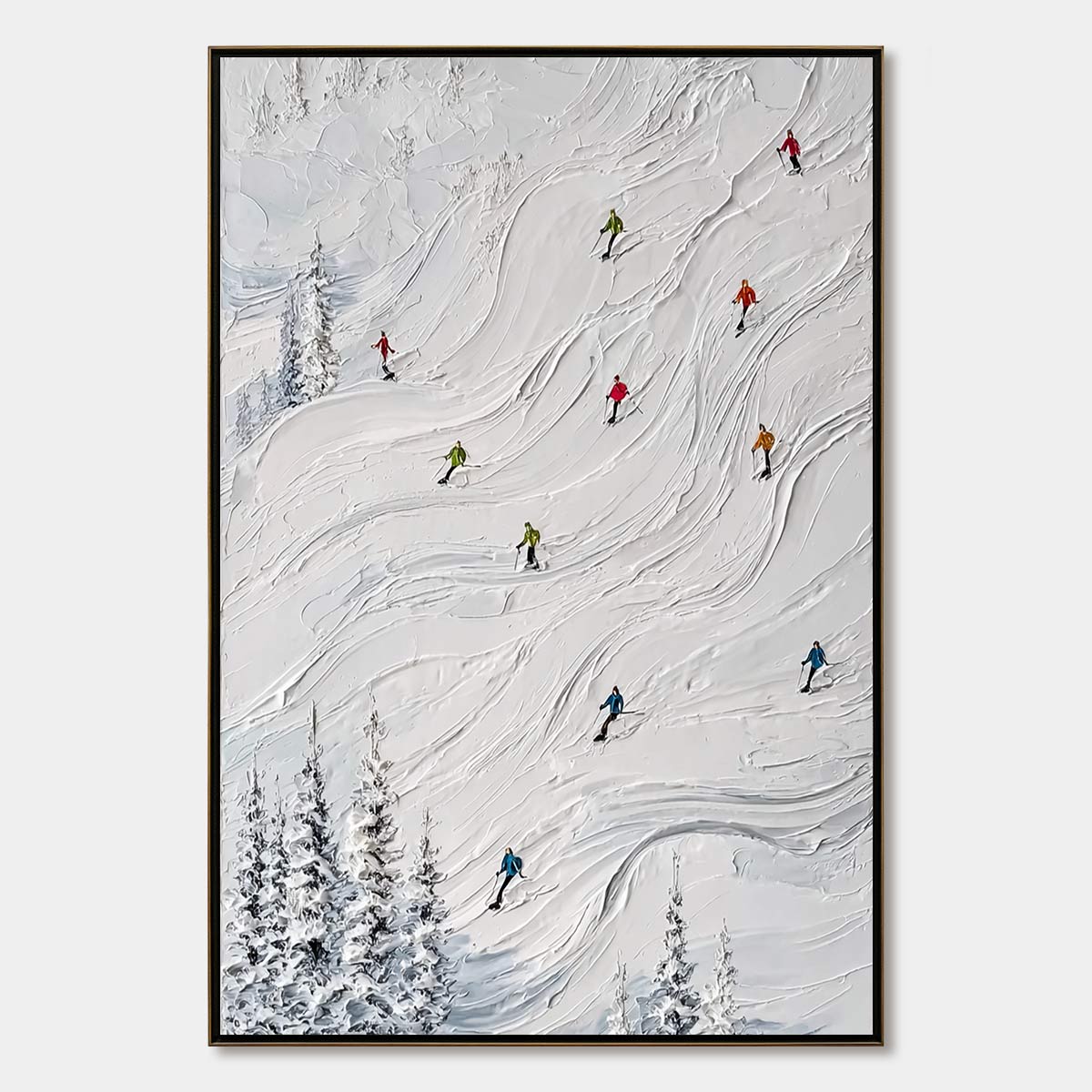 POWDER DAY: Textured Impasto Ski Slope Wall Art