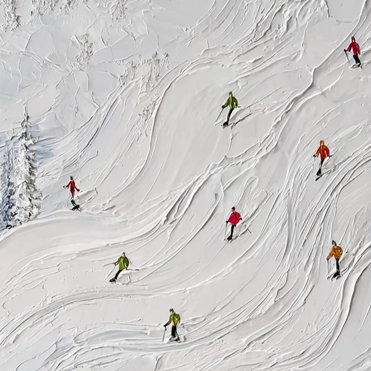 POWDER DAY: Textured Impasto Ski Slope Wall Art