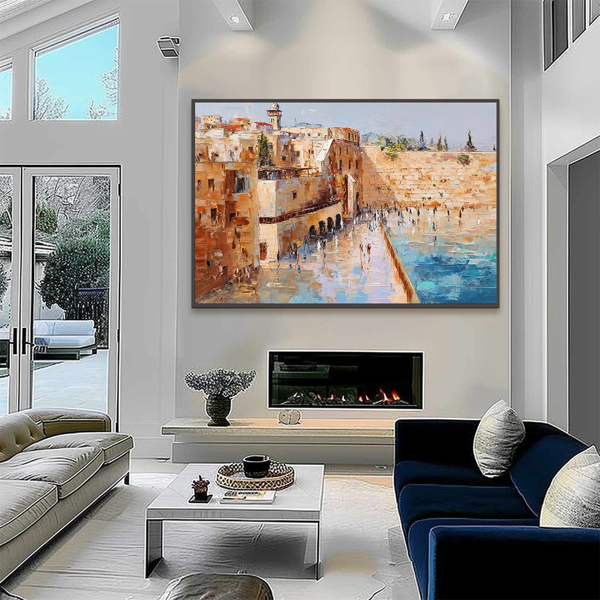 PRAYERS IN OCHRE: Textured Palette Knife Jerusalem Cityscape Painting