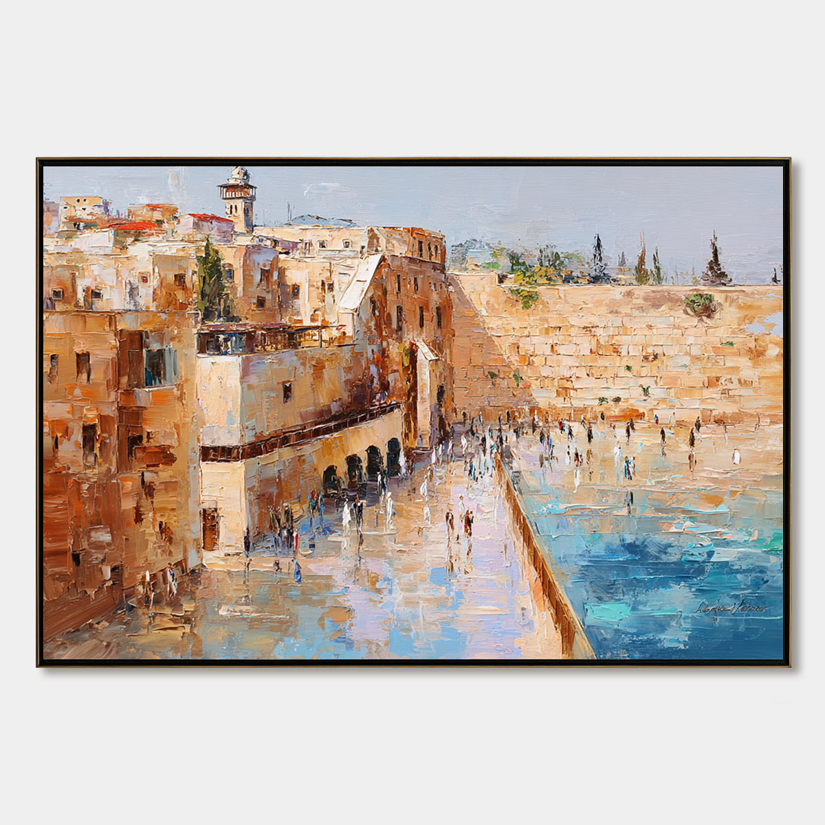 PRAYERS IN OCHRE: Textured Palette Knife Jerusalem Cityscape Painting