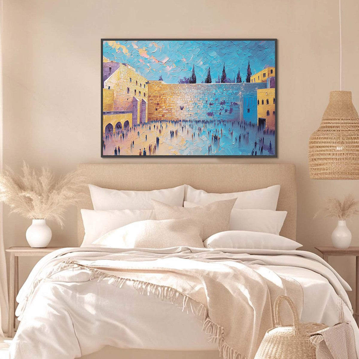 PRAYER'S ECHO: Heavily Textured Impasto Painting of Jerusalem's Western Wall