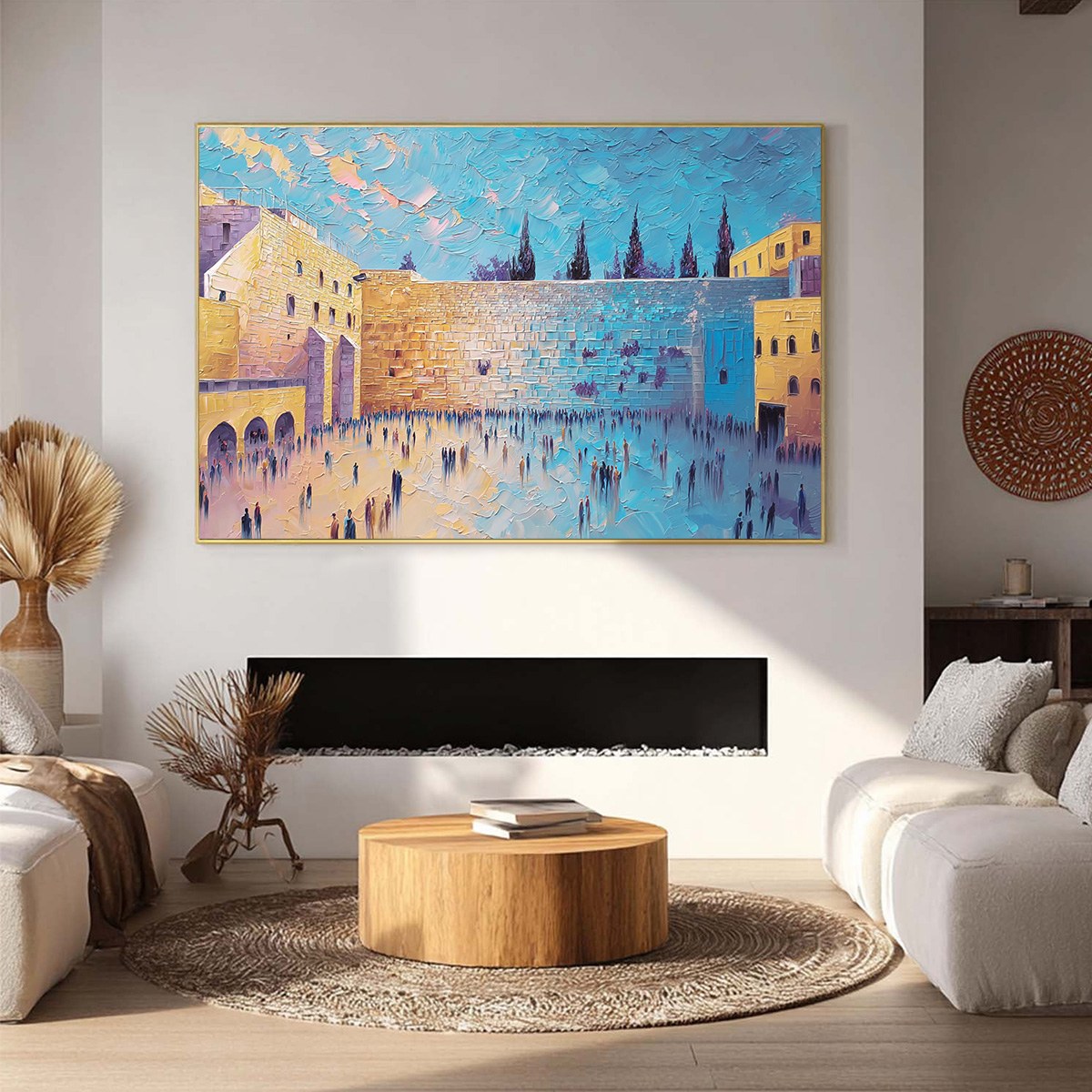 PRAYER'S ECHO: Heavily Textured Impasto Painting of Jerusalem's Western Wall