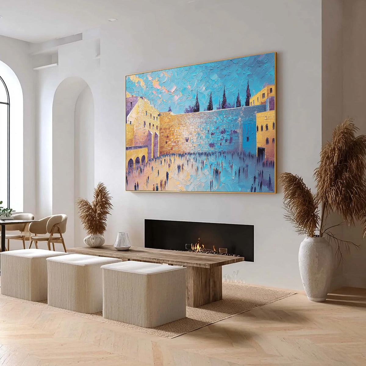 PRAYER'S ECHO: Heavily Textured Impasto Painting of Jerusalem's Western Wall