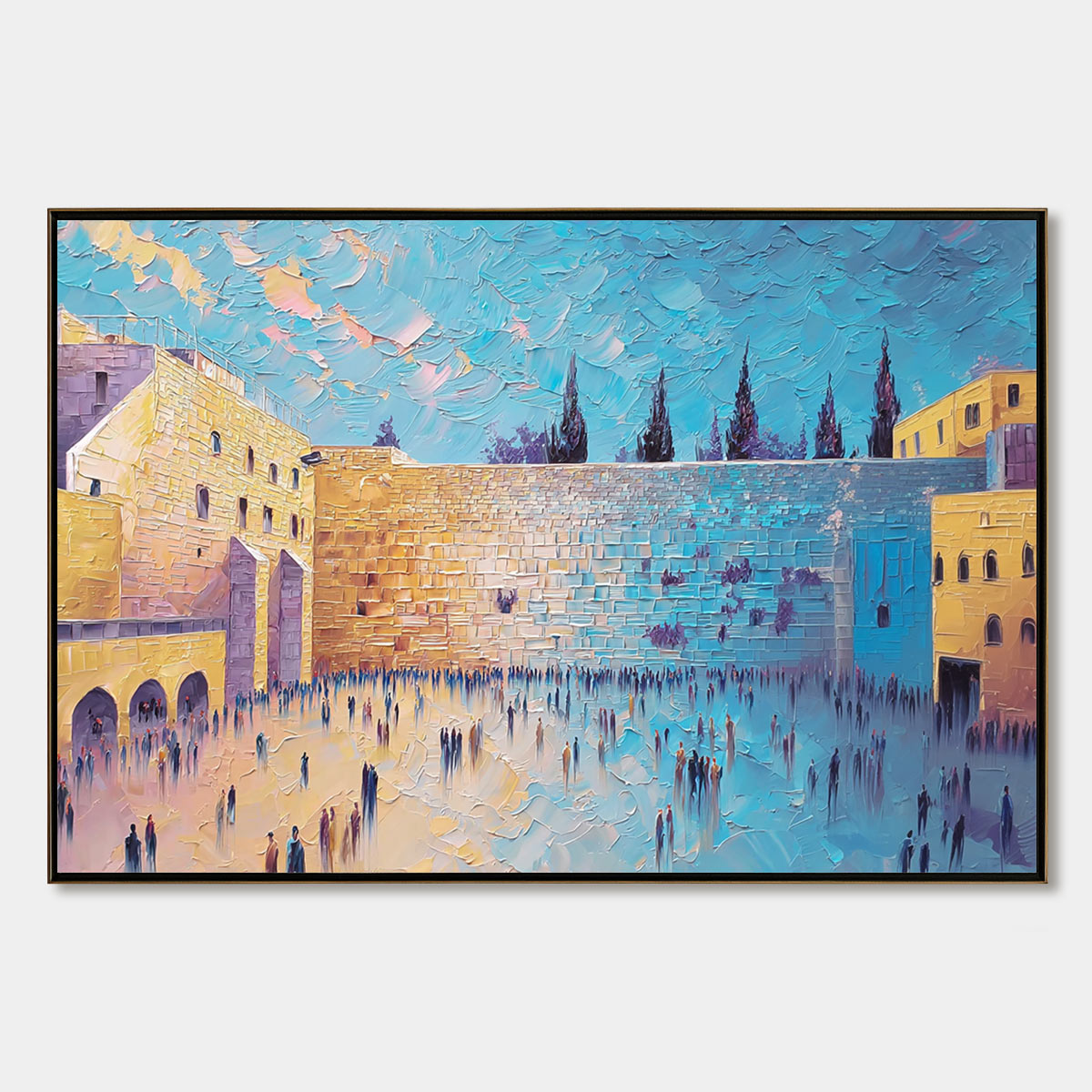 PRAYER'S ECHO: Heavily Textured Impasto Painting of Jerusalem's Western Wall