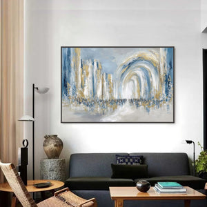 PROCESSION: Textured Abstract Painting of a Golden Journey