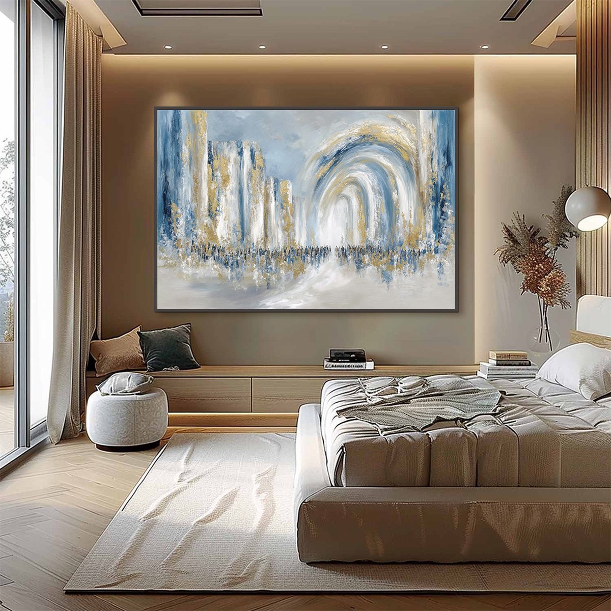 PROCESSION: Textured Abstract Painting of a Golden Journey