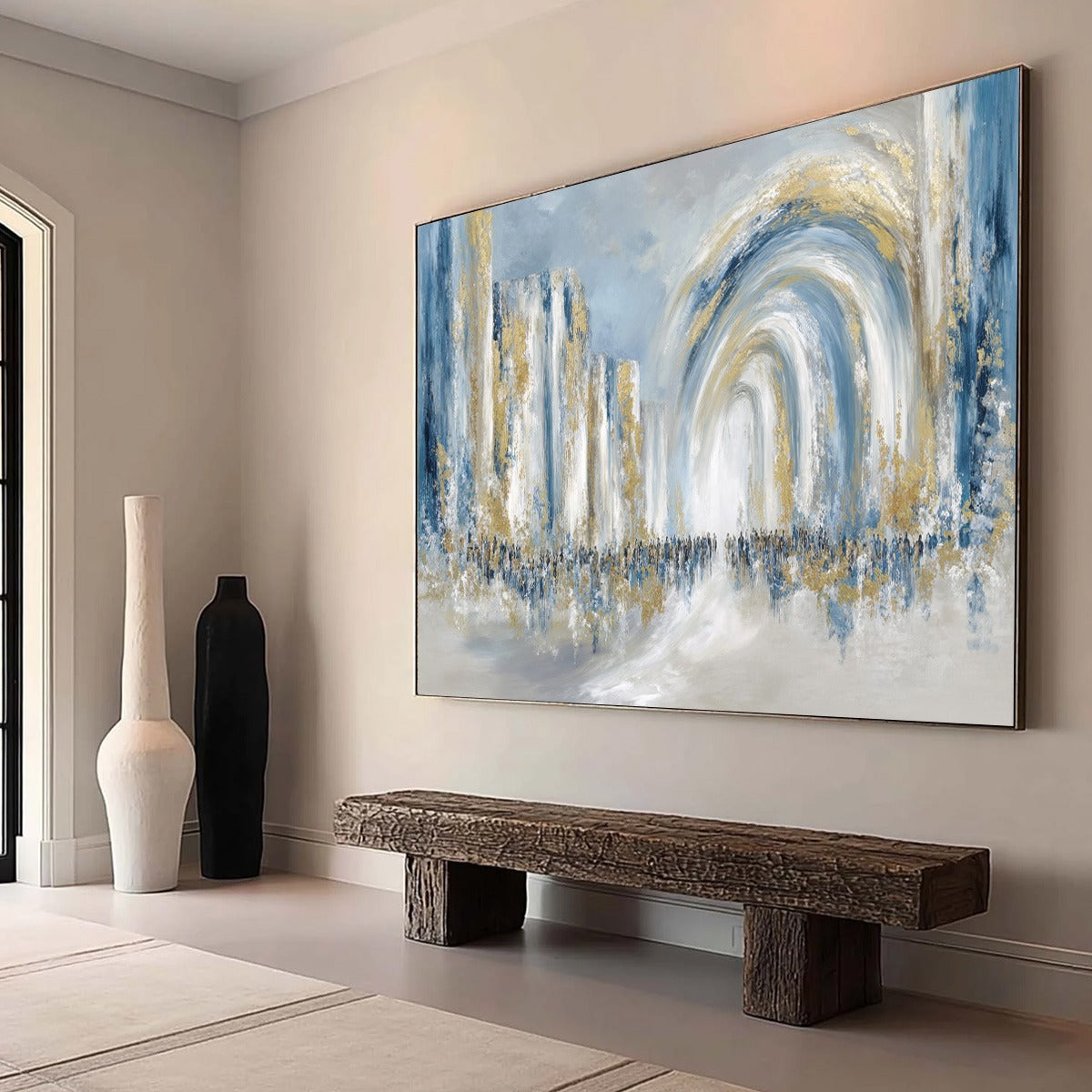 PROCESSION: Textured Abstract Painting of a Golden Journey