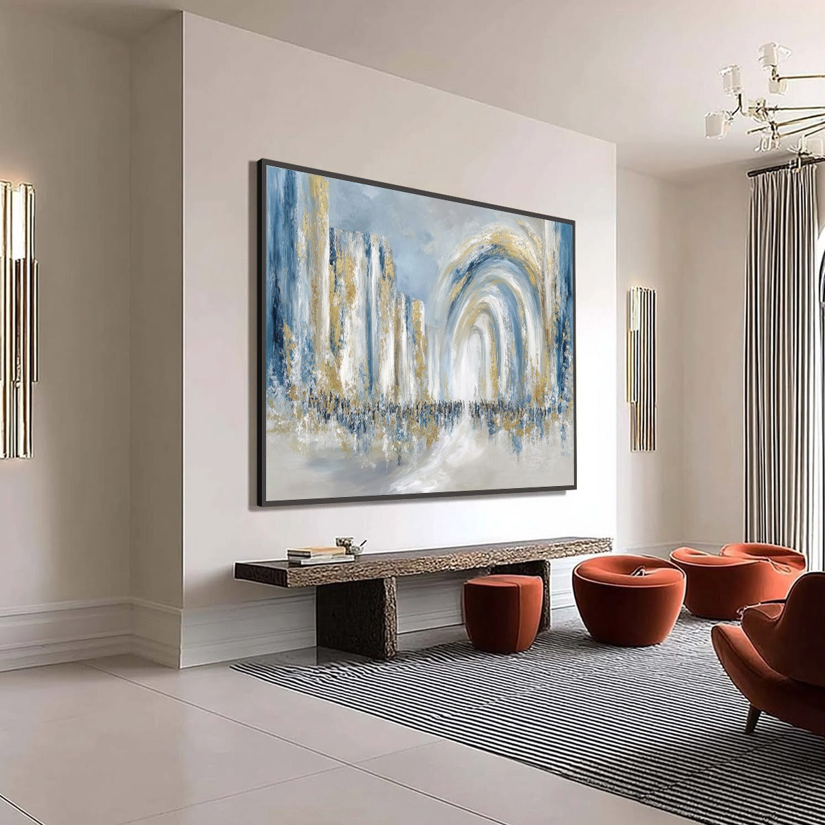 PROCESSION: Textured Abstract Painting of a Golden Journey